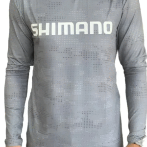 Camiseta de Pesca Shimano com Touca (Cinza Claro, +50 UV)